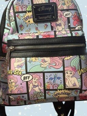 RARE Disney The Little Mermaid Ariel Flounder and Sebastian comic mini backpack